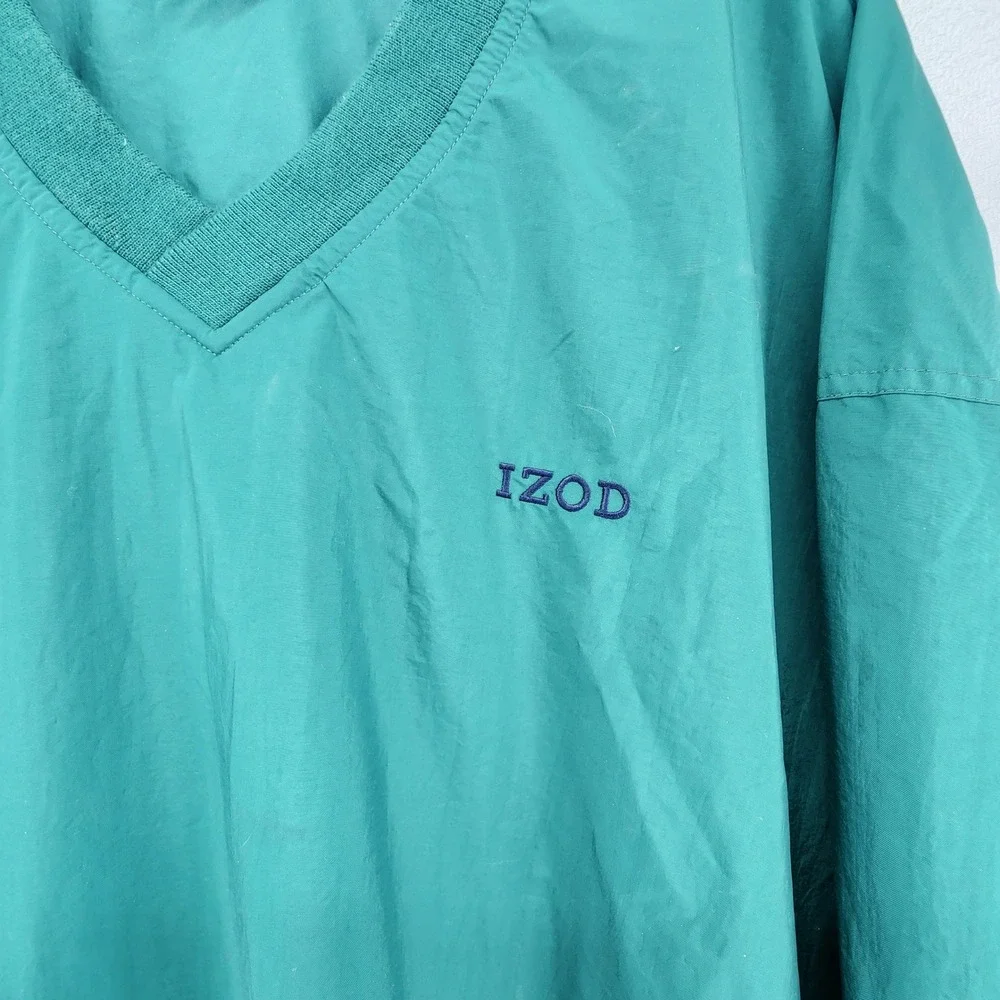 IZOD XXL Green V-Neck Windshirt Pullover Vintage 90s Gorpcore Streetwear Golf